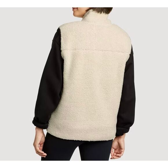 Eddie Bauer Chilali Sherpa Faux Shearling Fleece Vest size L Oyster Cream Full Z - Picture 3 of 11